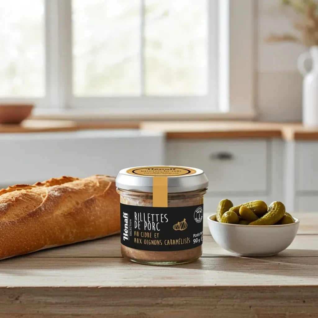 Schweinefleisch-Rillettes mit Cidre und karamellisierten Zwiebeln 90g Henaff