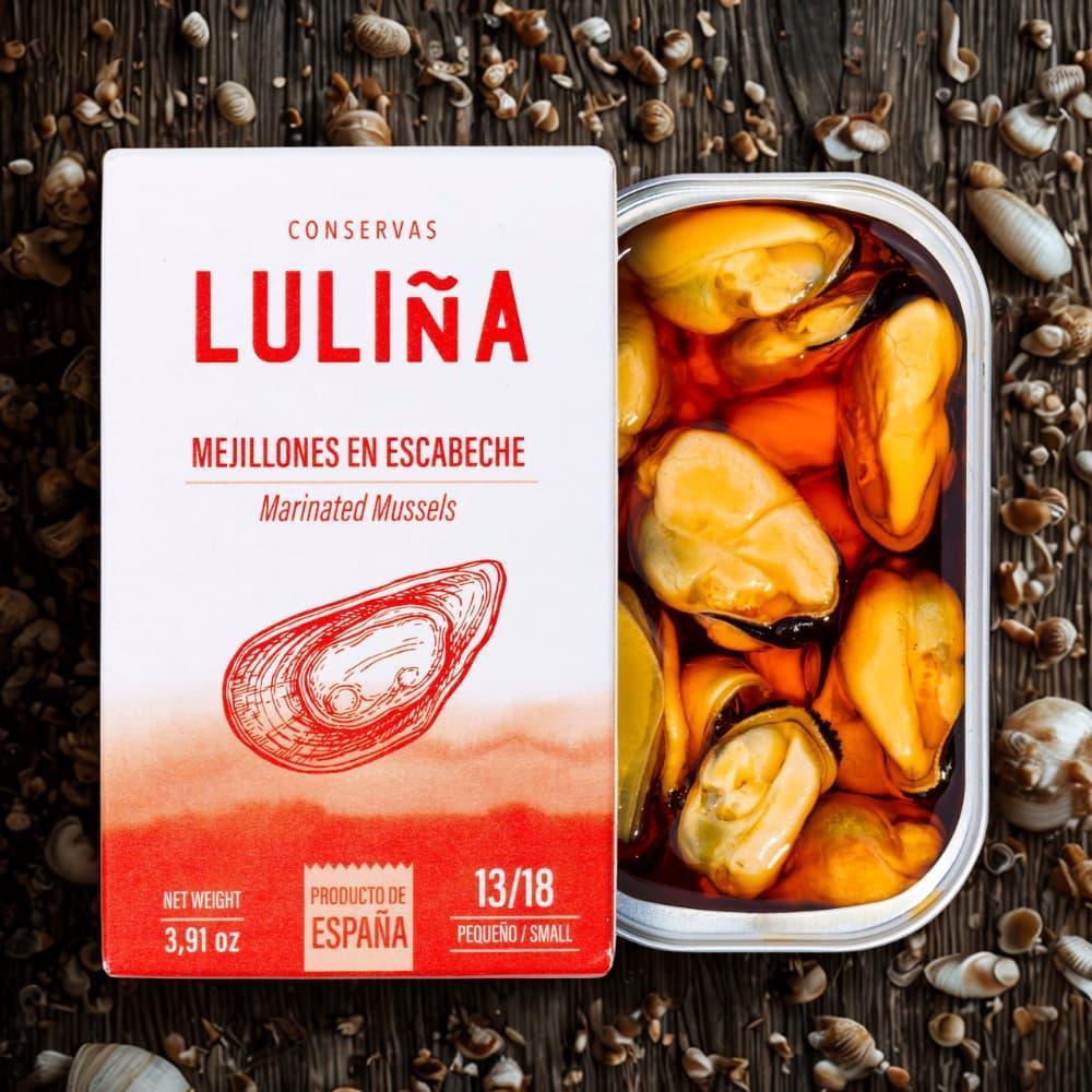 Feine Miesmuscheln aus Galizien - zart eingelegt (Kleinformat, 13-18 Stück) Conservas Lulina