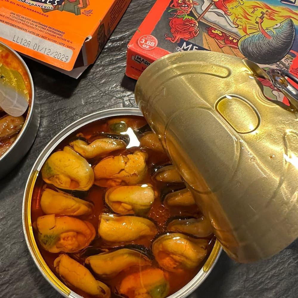 Mariscadora Premium Miesmuscheln mit Carolina-Reaper-Püree 🌶️ 🌶️ 🌶️ Mariscadora