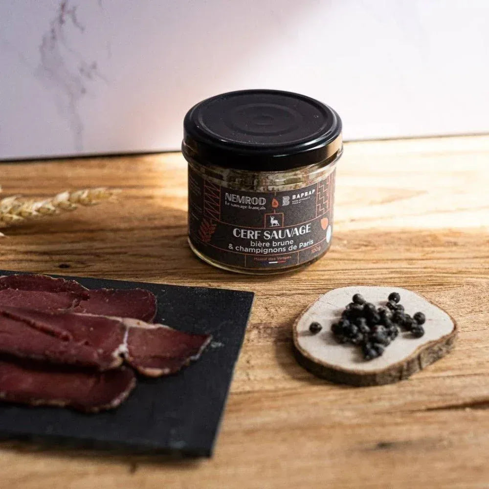 Hirschterrine mit dunklem Bier & Champignons - 100g Nemrod
