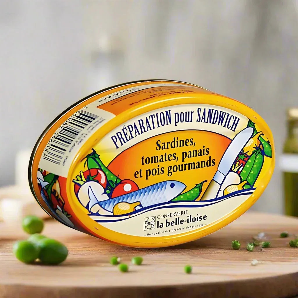 Sandwichcreme mit Sardine, Tomate, Pastinake, Zuckerschoten Belle Iloise