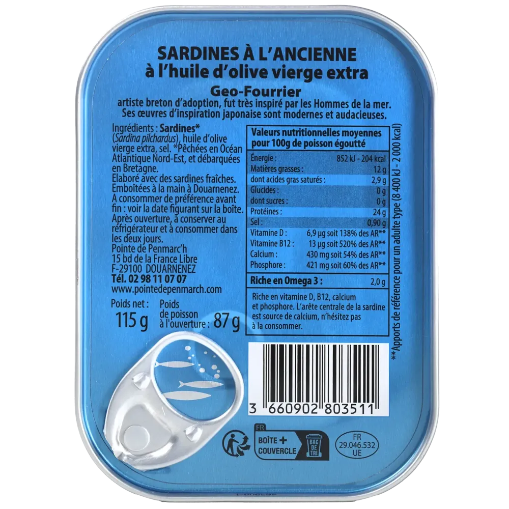 Jahrgangssardine 2025 „Le Mousse de Kérity" von Géo Fourrier La Pointe de Penmarch