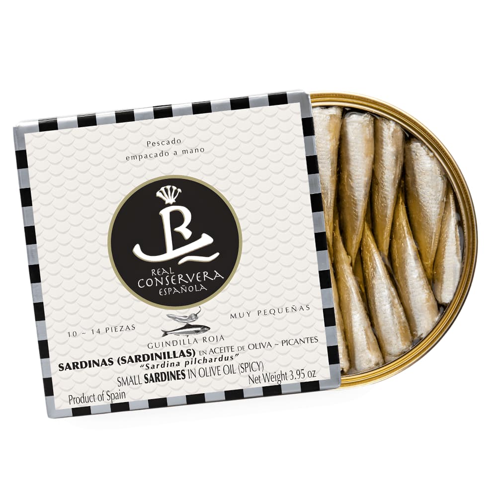 Sardinillas Picantes en Aceite de Oliva (Pikante kleine Sardinen aus Galizien) Real Conservera Espanola