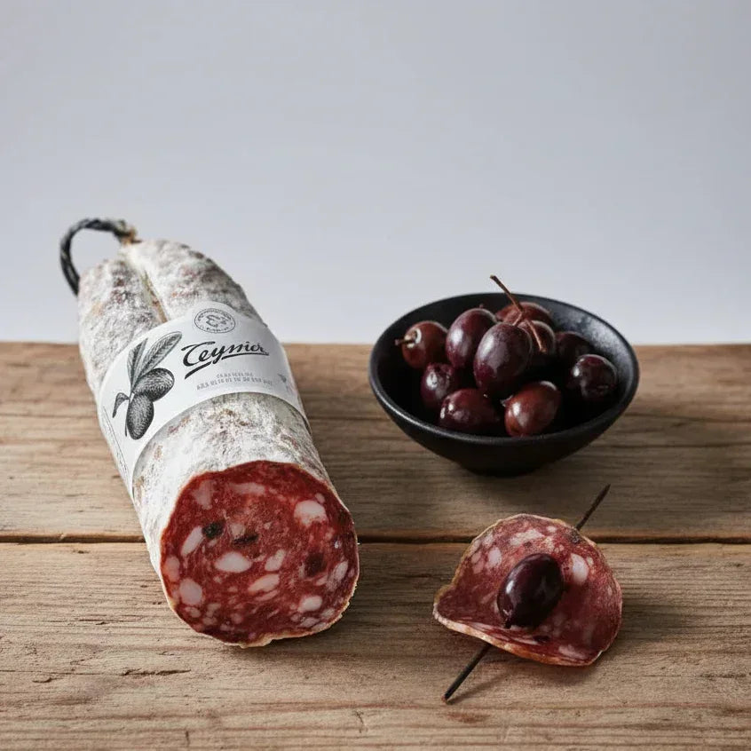 Saucisson d'Ardèche mit Nyons Oliven 200-250g Teyssier Salaisons