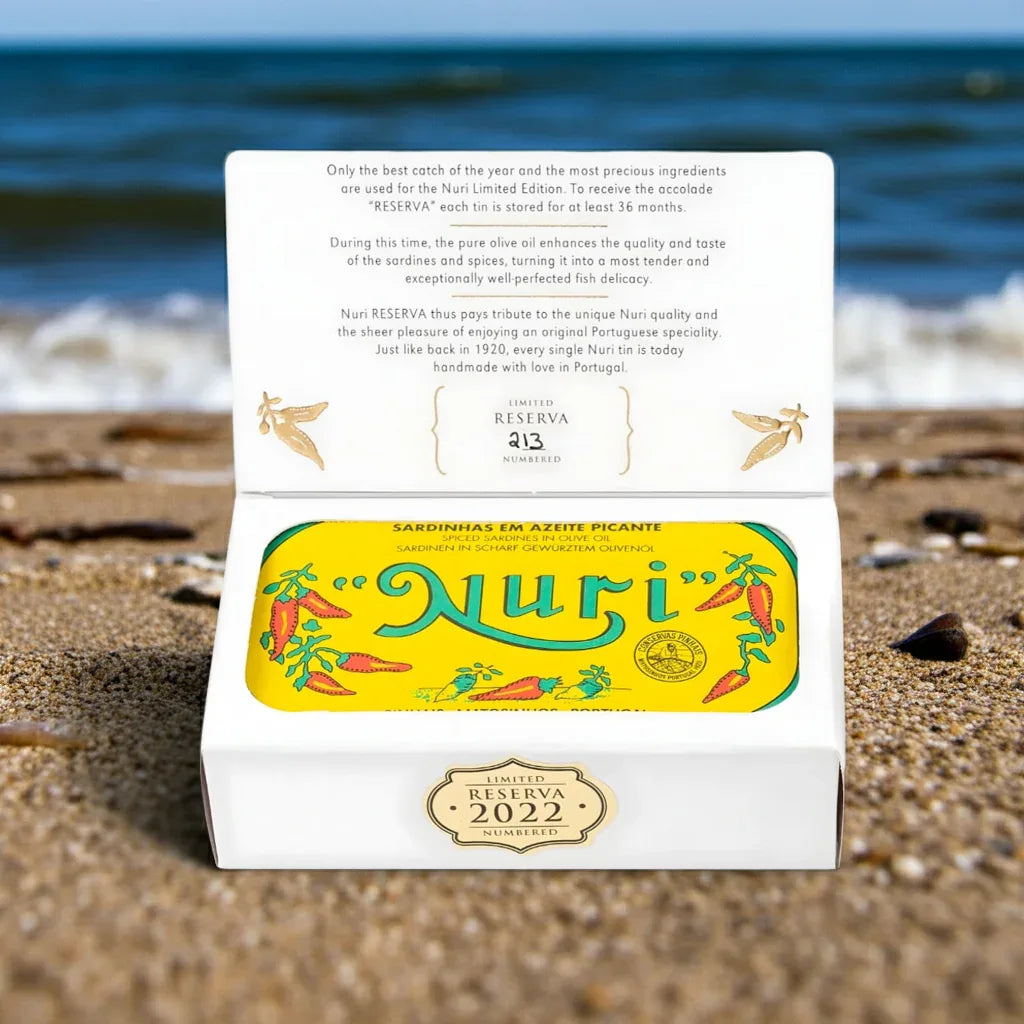 NURI Reserva 2022 – Spiced Sardines in Olive Oil (Pikante Jahrgangssardine) Nuri