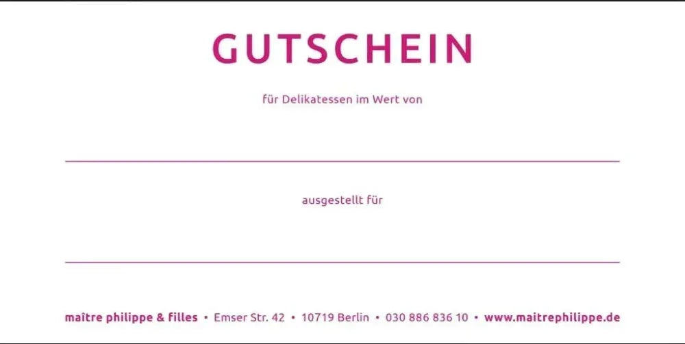 Gutschein (nur im Laden) Maître Philippe & Filles