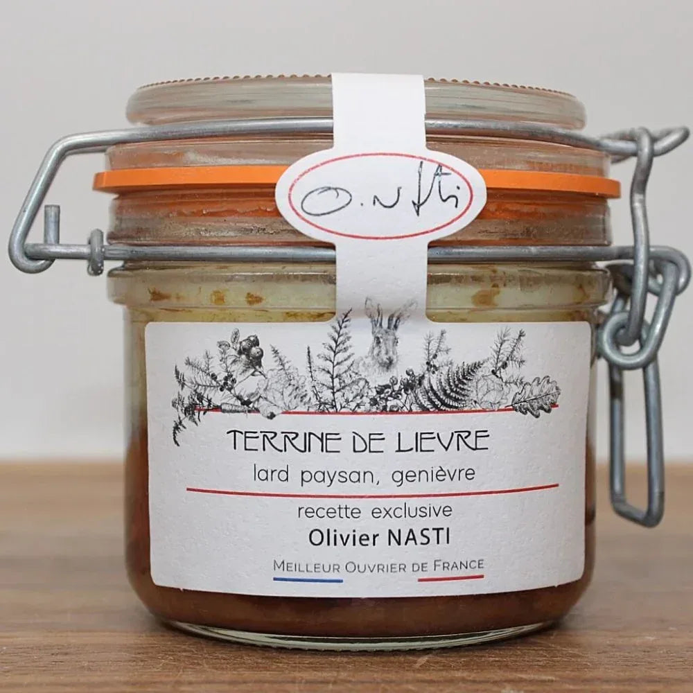 Terrine vom Hasen mit geräuchertem Bauernspeck und Wacholderbeeren 200g Maison Telme